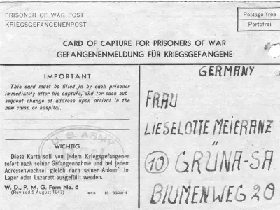 Notification card about Opa’s capture as a prisoner of war. © Anemone Rüger