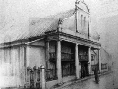 Drawing of the former synagogue in the Kutno city museum. © Anemone Rüger
