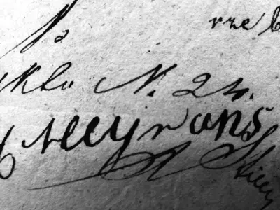 Another new way of spelling his name: Aron Majerans alias Henryk Adolf signs the Polish original of his conversion certificate with “H. Meyrans.” © Anemone Rüger